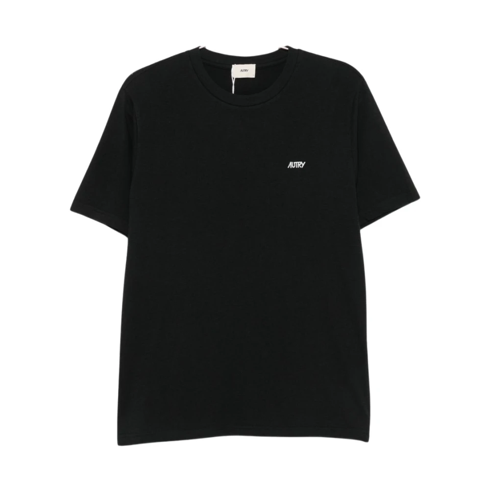 Autry , T-Shirts, Male, Black, M, Embroidered Logo Tee
