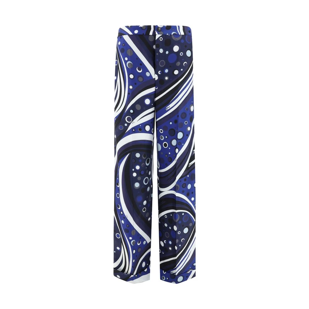 EMILIO PUCCI Zijden Straight-Leg Broek met All-Over Print Multicolor Dames