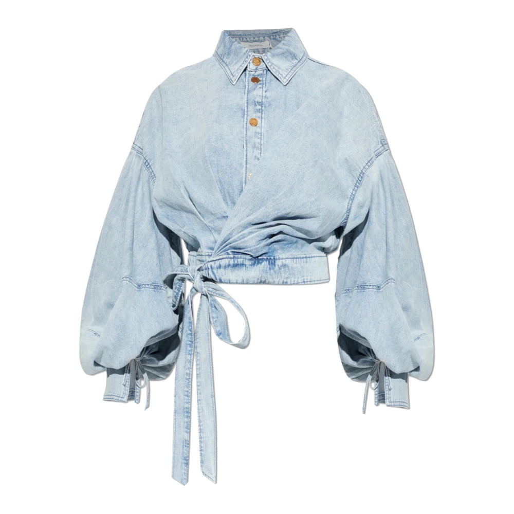 Zimmermann Blue Shirts, Female, 4XS, Rebellion Denim Wrap Top