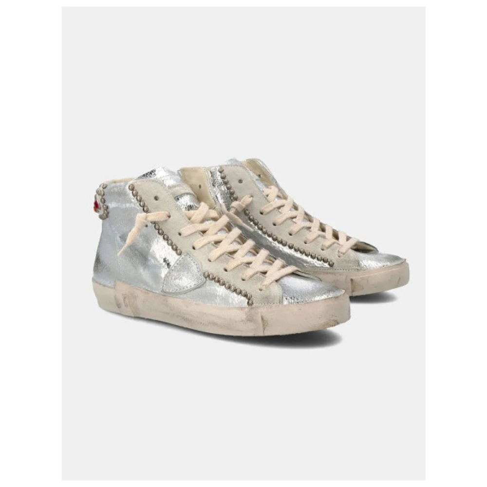 Philippe Model Iridescent Studded Hoge Top Sneakers Gray Dames
