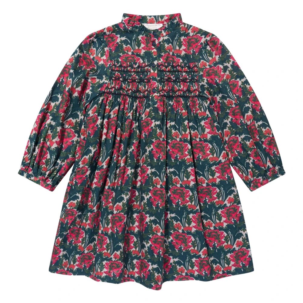 Bonpoint Girls Multicolor Dresses, 4 Y, Smocked Floral Dress