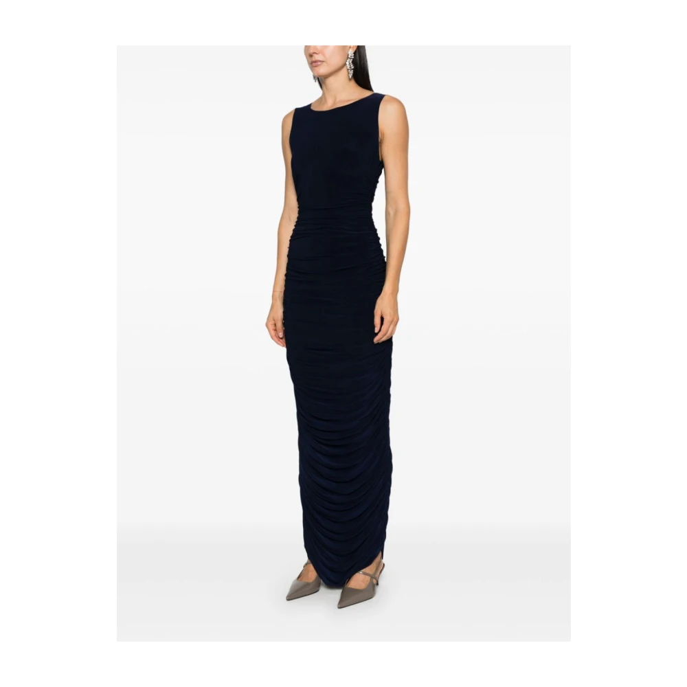 Norma Kamali Navy Blauwe Gerimpelde Bodycon Jurk Blue Dames