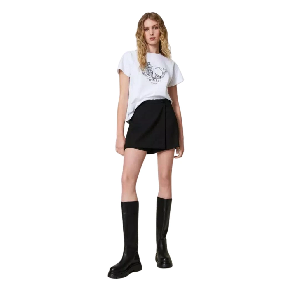 Twinset Witte T-shirt met Jaguar Grafische White Dames