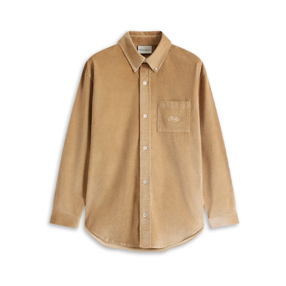 Drole de Monsieur Ribfluwelen Overhemd Beige Heren