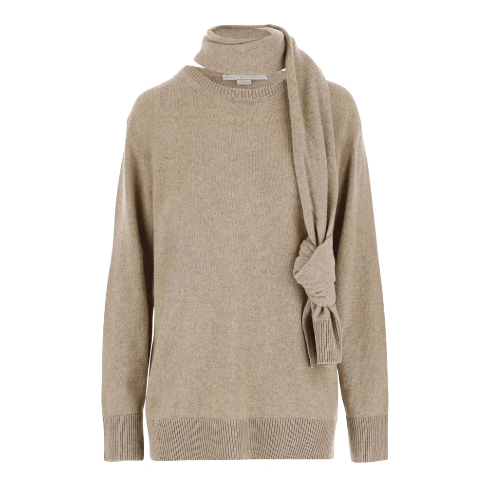 Stella Mccartney Kasjmiermix Sweater met Wrap Sjaal Beige Dames