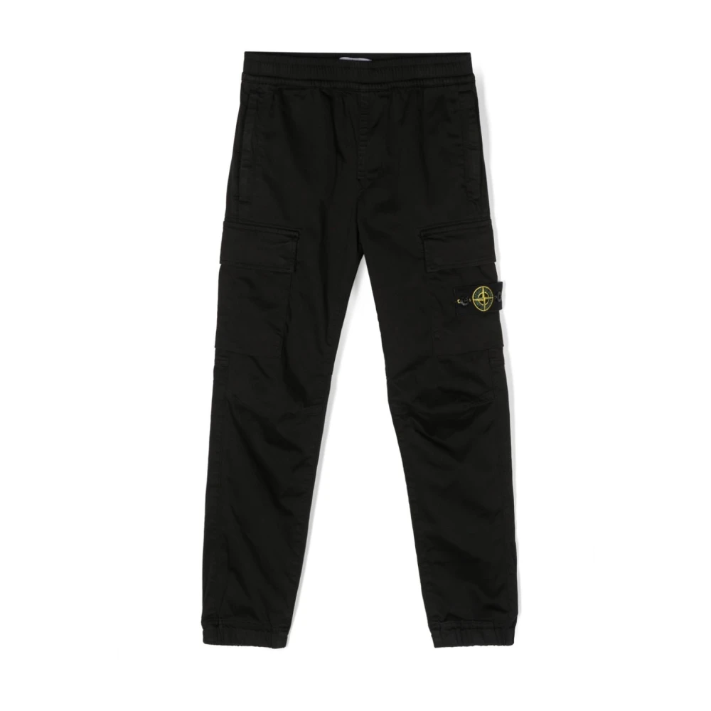 Stone Island Boys Black Trousers, 12 Y, Panelled Trousers Elasticated Waist