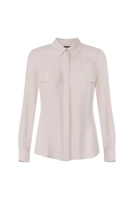 Broderad logotyp Dubbel Georgette Skjorta