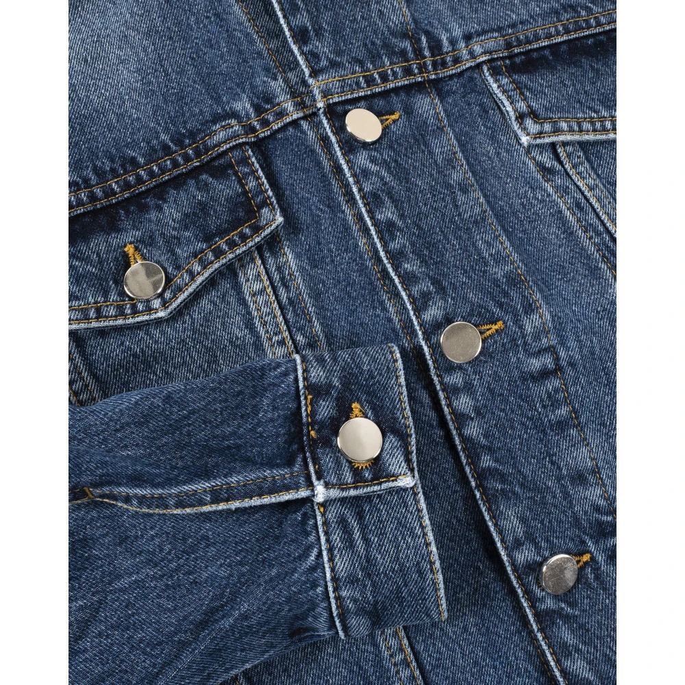 Loulou Studio Speelse Denimjasje met 3 4 Mouwen Blue Dames