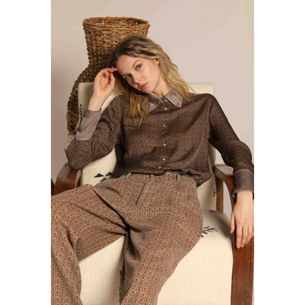Mason's Elegante Viscose Shirt met Deco Print Multicolor Dames