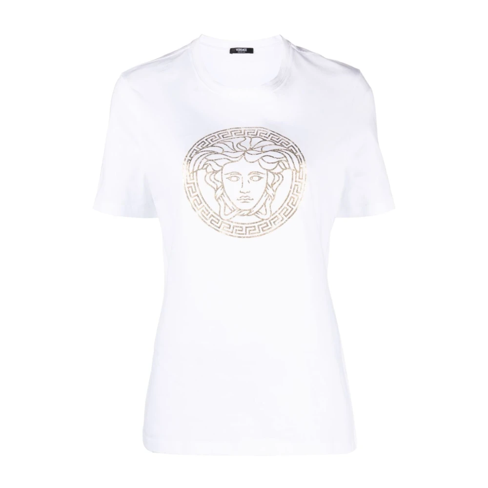 Versace Witte Goudkleurige Medusa Head T-shirts en Polos White Dames