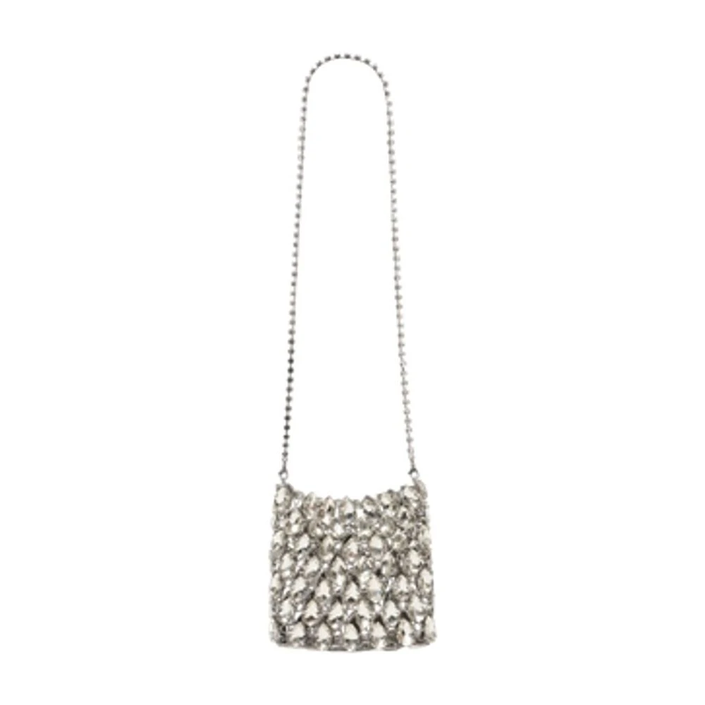 Self Portrait Women's Gray Cross Body Bags, One Size, Crystal Mini Crossbody