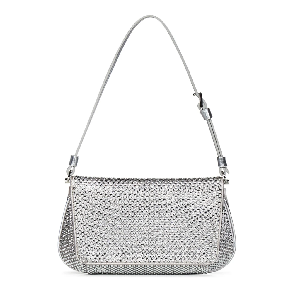 Amina Muaddi Kristallen Schoudertas Zilver Gray Dames