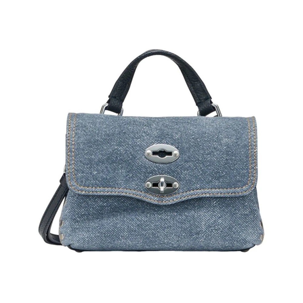 Zanellato Denim Schoudertas met Verstelbare Band Blue Dames