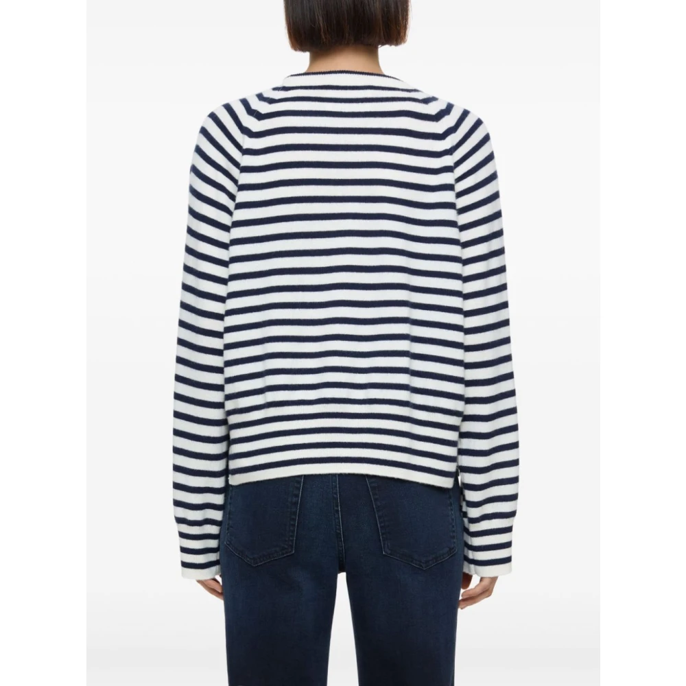 closed Witte Trui met Marineblauwe Details White Dames