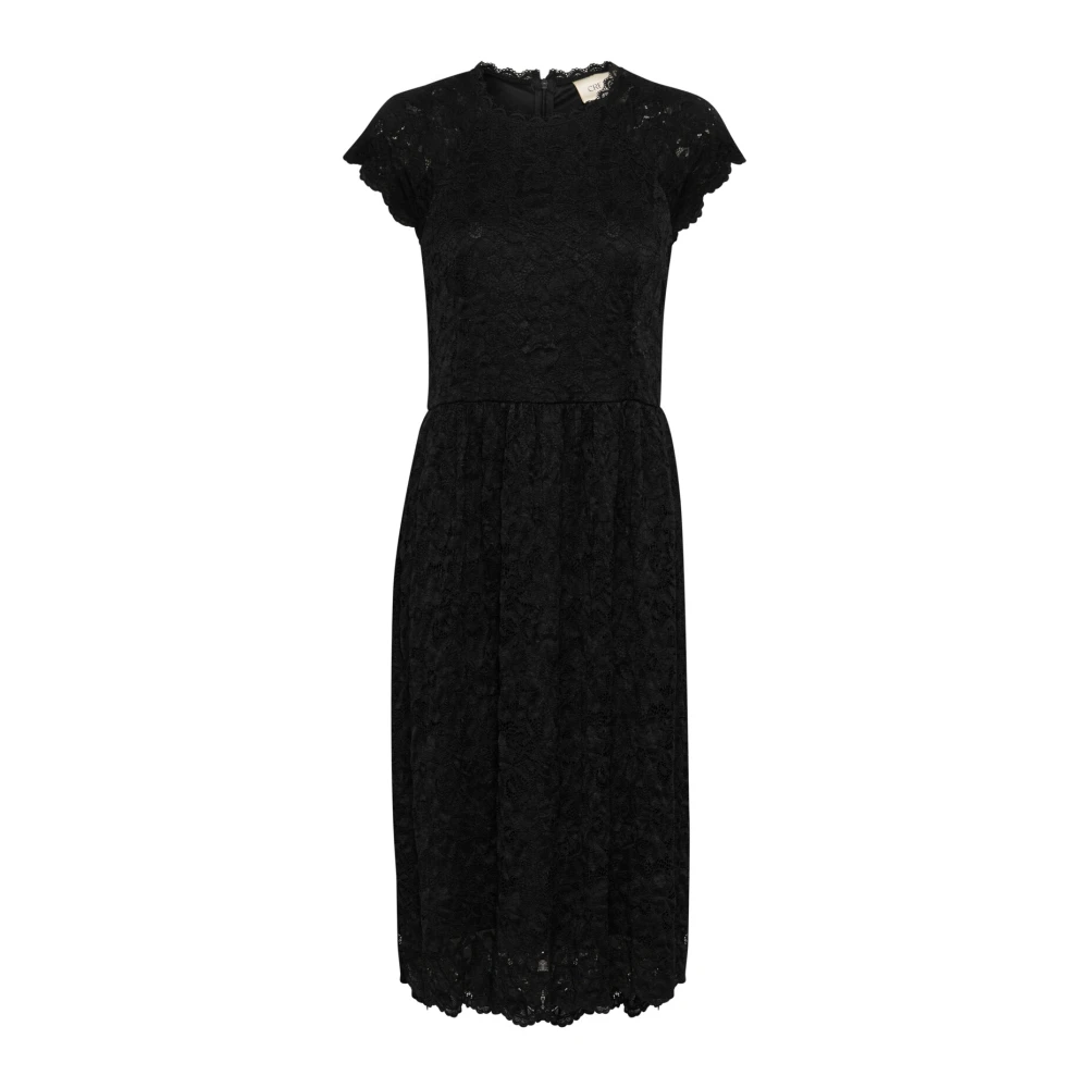 Cream Elegante Kantjurk in Pitch Black Dames