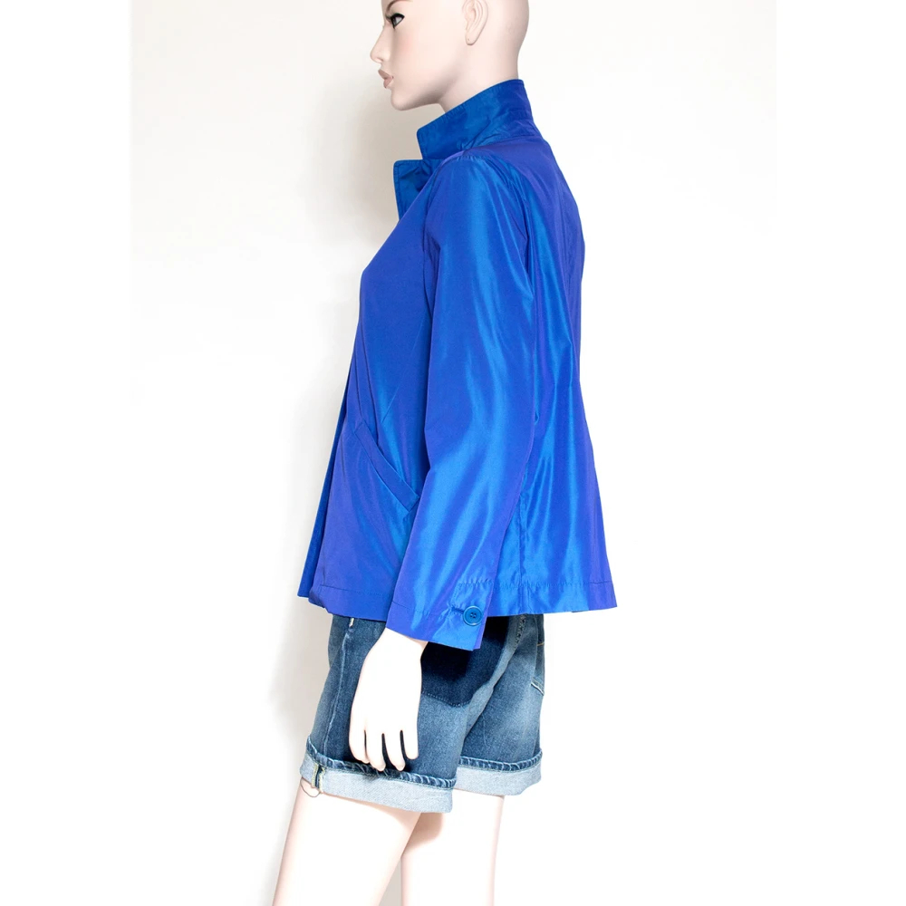 Aspesi Regular Fit Polyester Jas met Vier Knopen Blue Dames