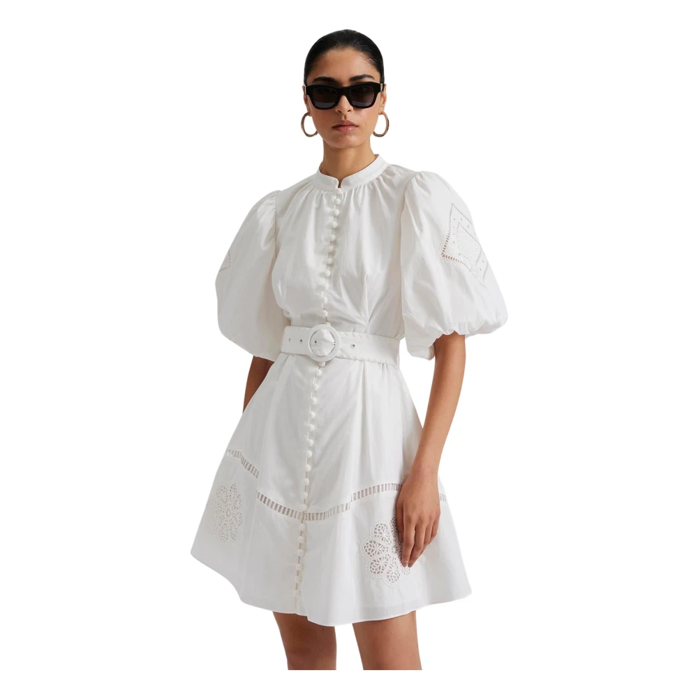 Hvit By Malina Allie Pouf Sleeve Mini Dress Kjoler