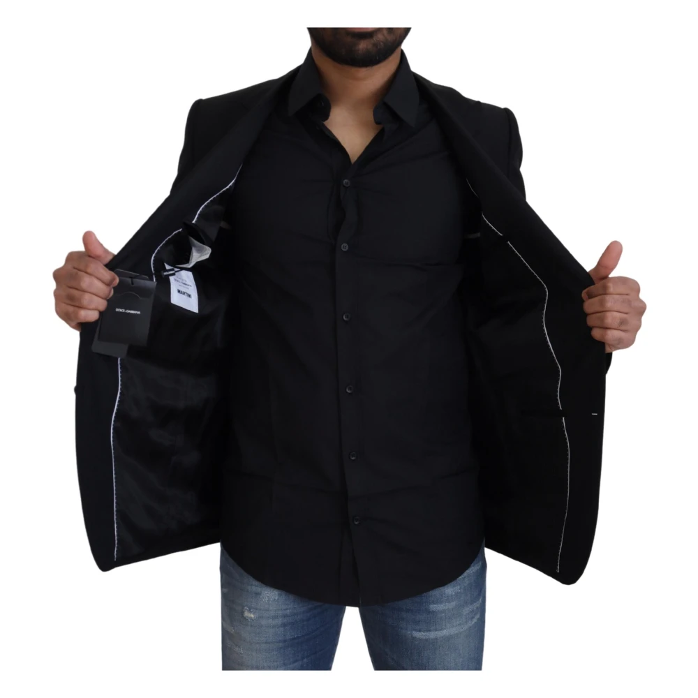 Dolce & Gabbana Zwarte Wol Single Breasted Blazer Black Heren