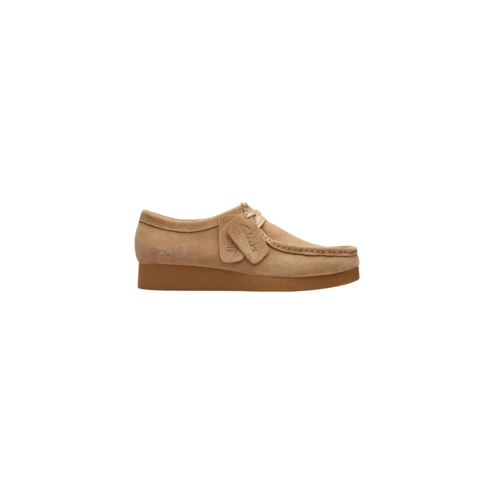 Clarks Women's Beige Suede Lace-Up Shoes