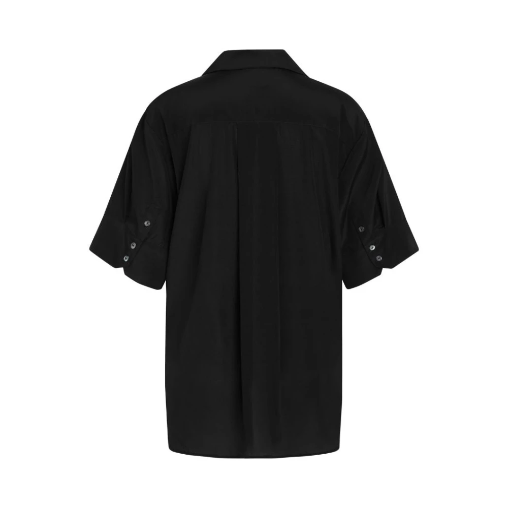 Heartmade Zijden Zwarte Shirt met Elleboog Mouwen Black Dames