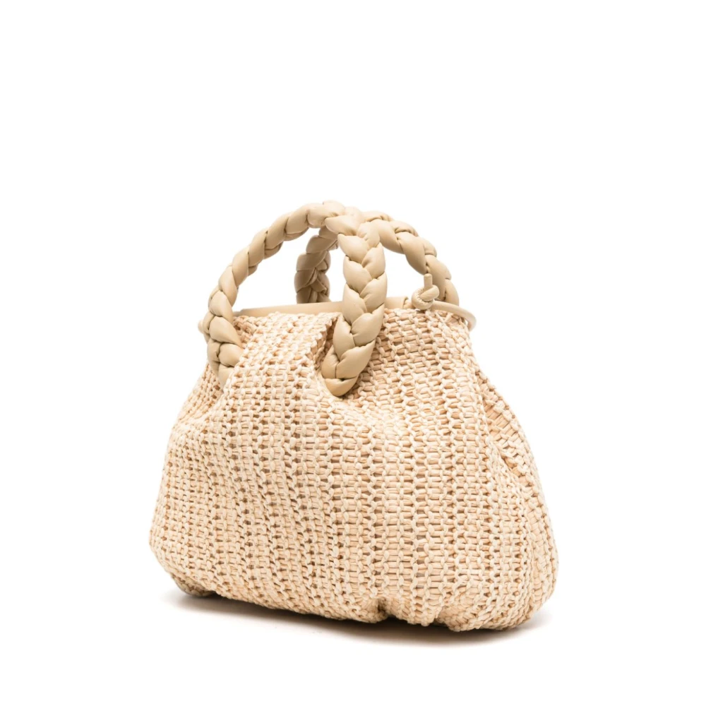 Hereu Beige Raffia Schoudertas Beige Dames