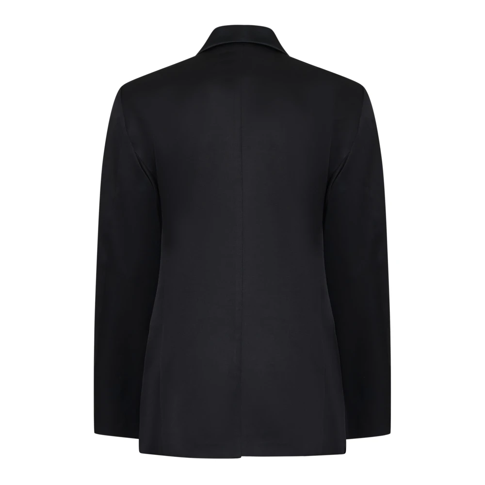Forte Zwart Wol Tuxedo Jas Satijnen Revers Black Dames
