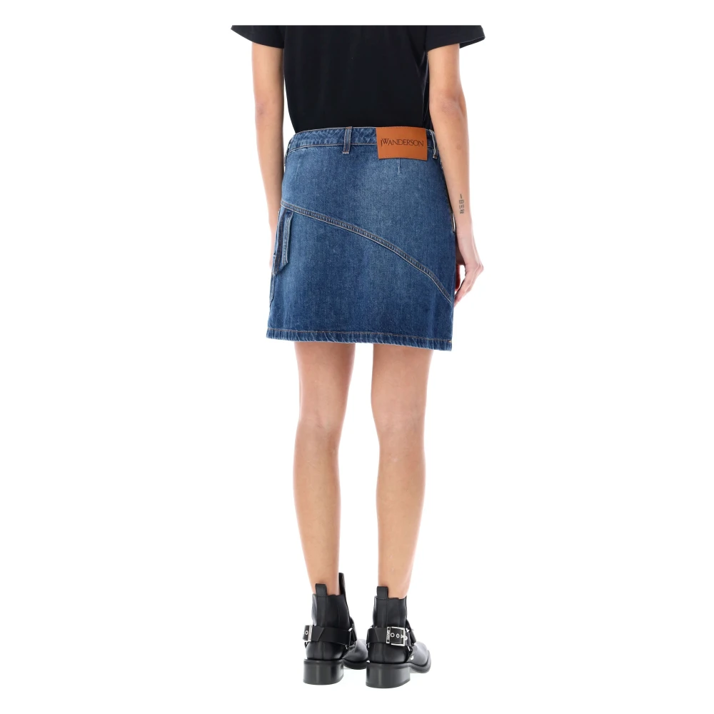 JW Anderson Lichtblauwe Twisted Mini Denim Rok Blue Dames