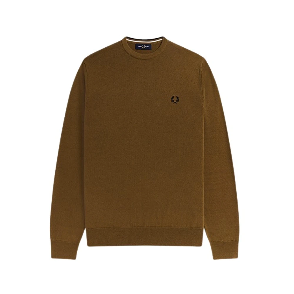 Fred Perry Merino Wol Katoen Crewneck Sweater Beige Heren