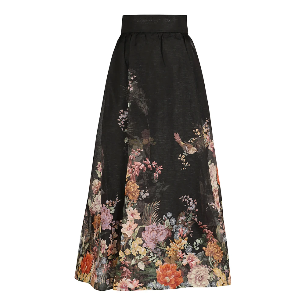 Zimmermann Zwart Zijde Linnen Rok Elegant Multicolor Dames