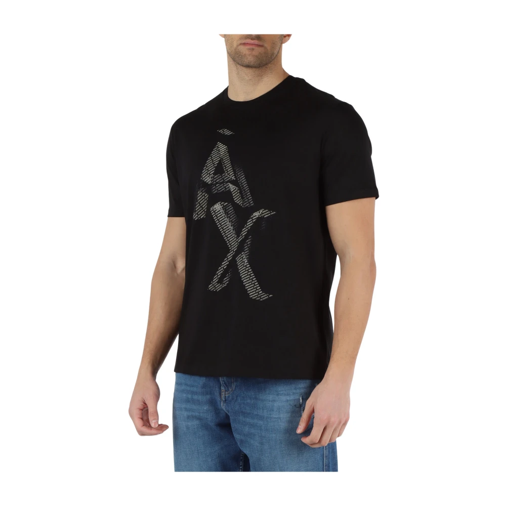 Armani Exchange Regular Fit Pima Katoenen T-Shirt Black Heren