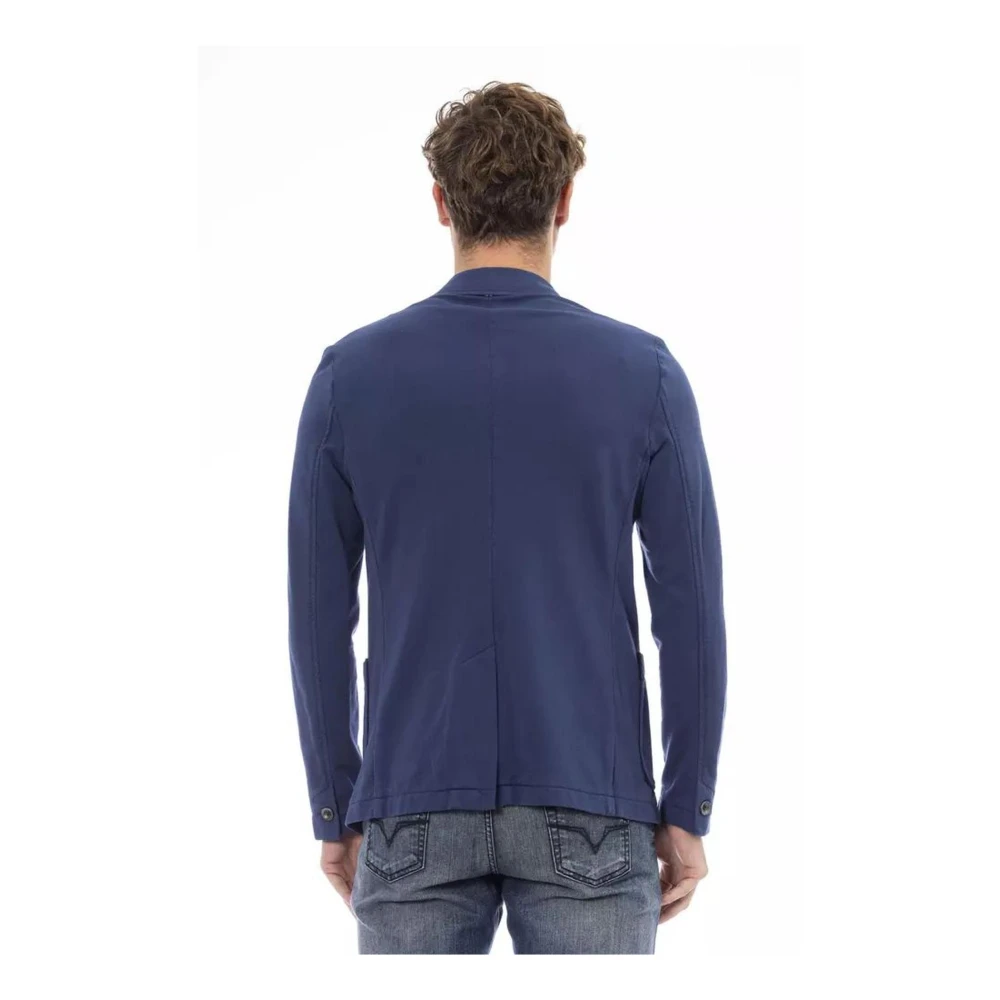 Distretto12 Blauwe Katoenen Blazer met Zakken Blue Heren