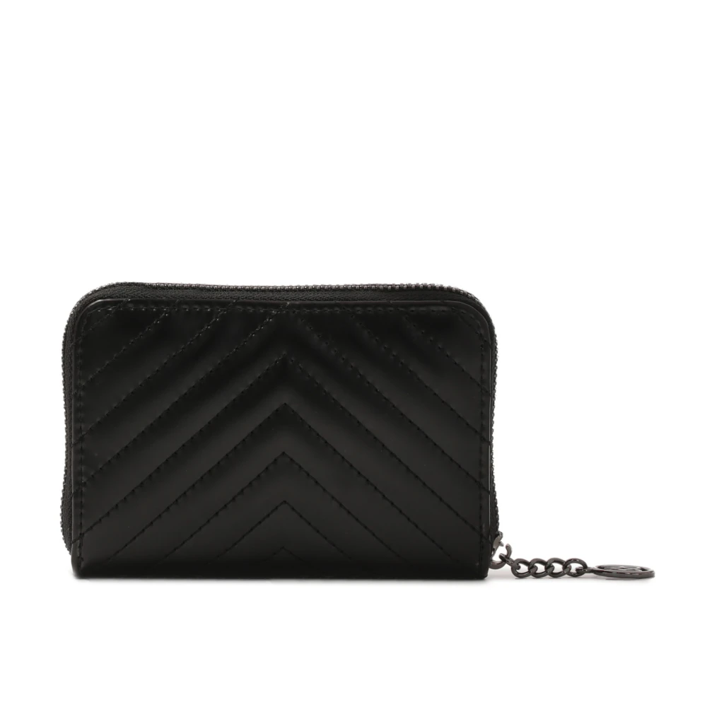Kazar Kleine leren portemonnee met gewatteerd patroon Black Dames