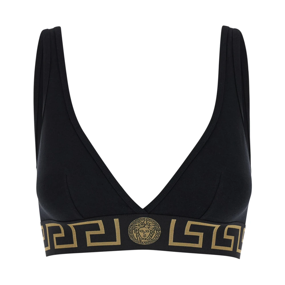 Versace Damen Schwarz Er Sport-Bh Mit V-Ausschnitt
