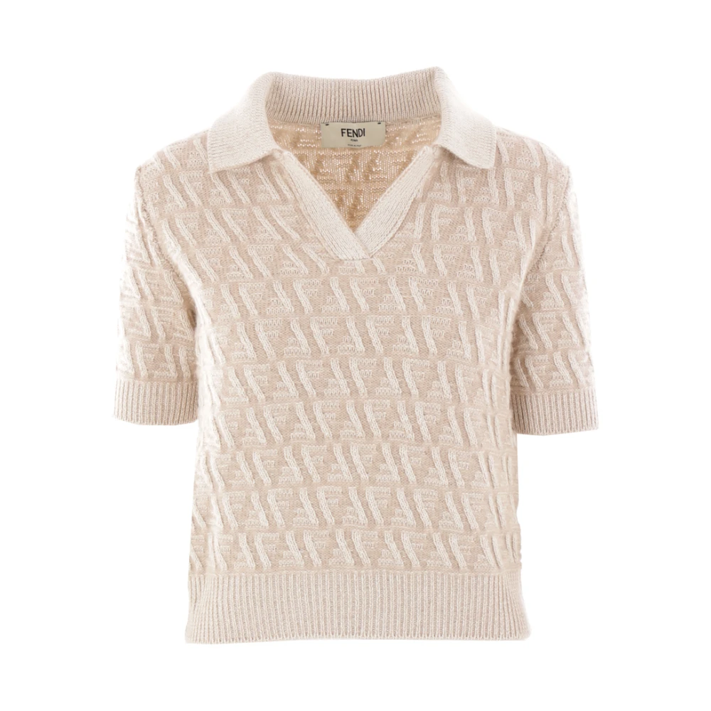 Fendi Diagonaal FF Patroon Beige Sweater Beige Dames