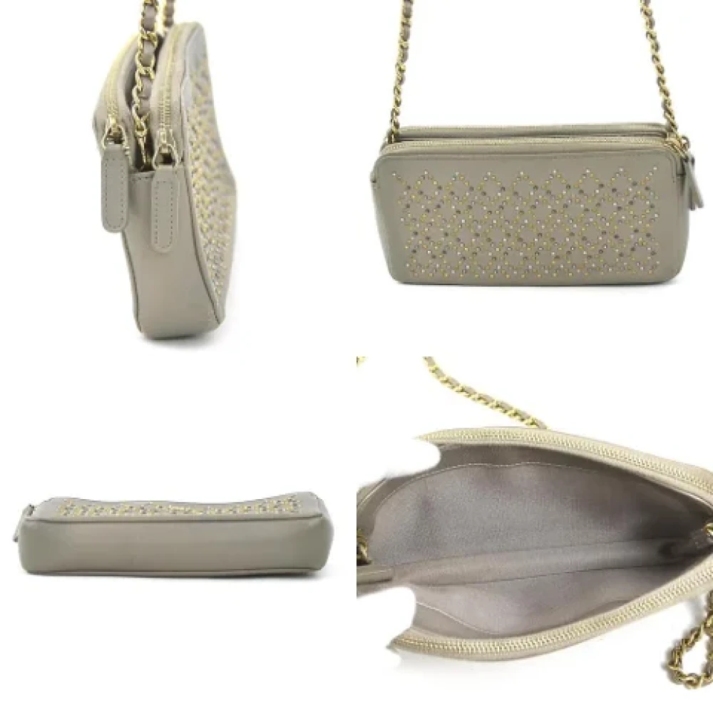 Chanel Vintage Pre-owned Leather shoulder-bags Gray Dames