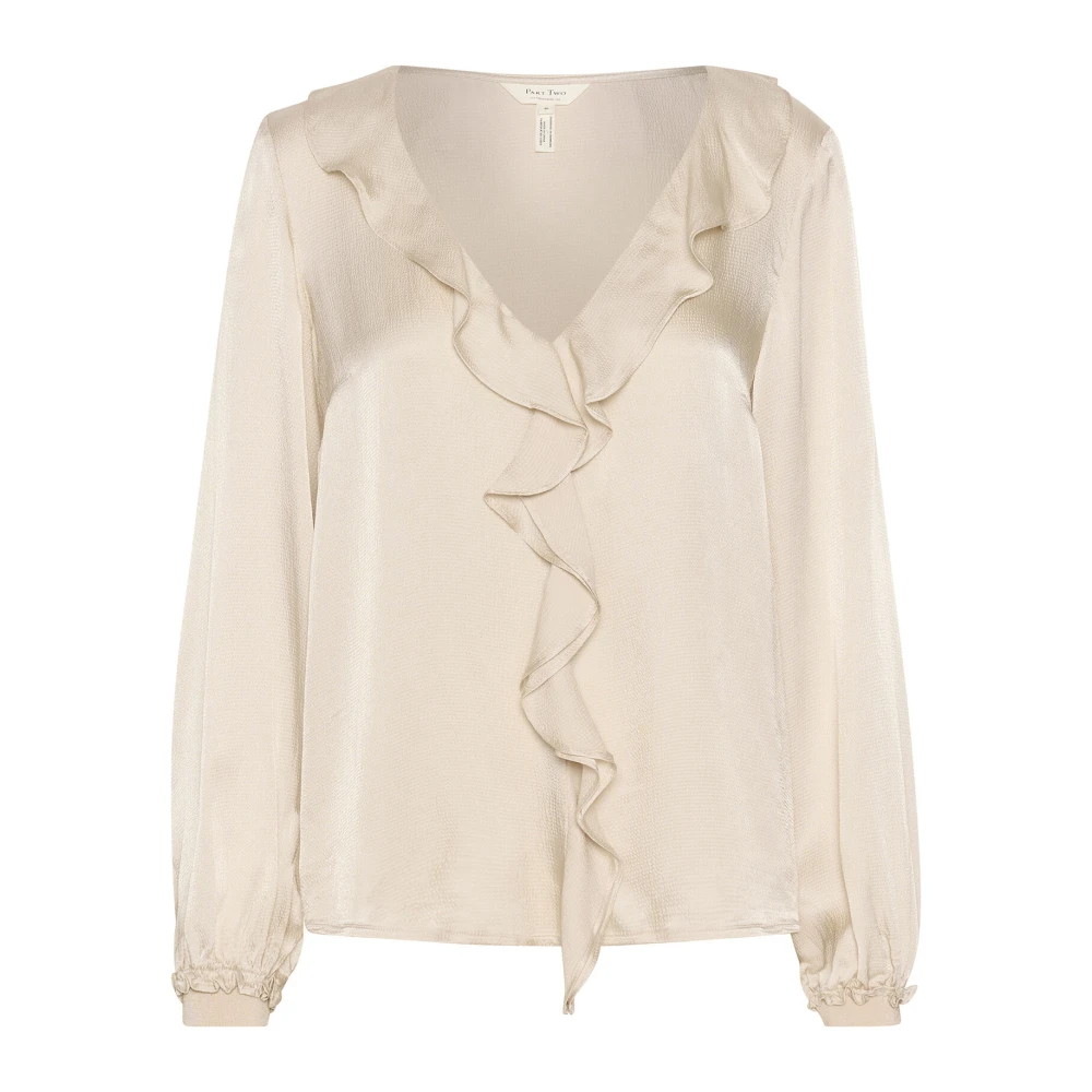 Part Two Elegante French Oak Blouse met Ruches Beige Dames