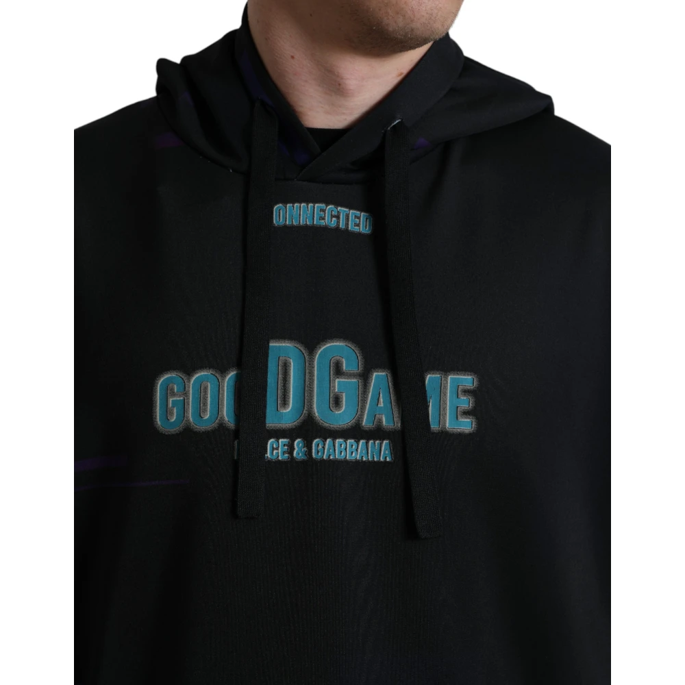 Dolce & Gabbana Elegante Grafische Hoodie Black Heren