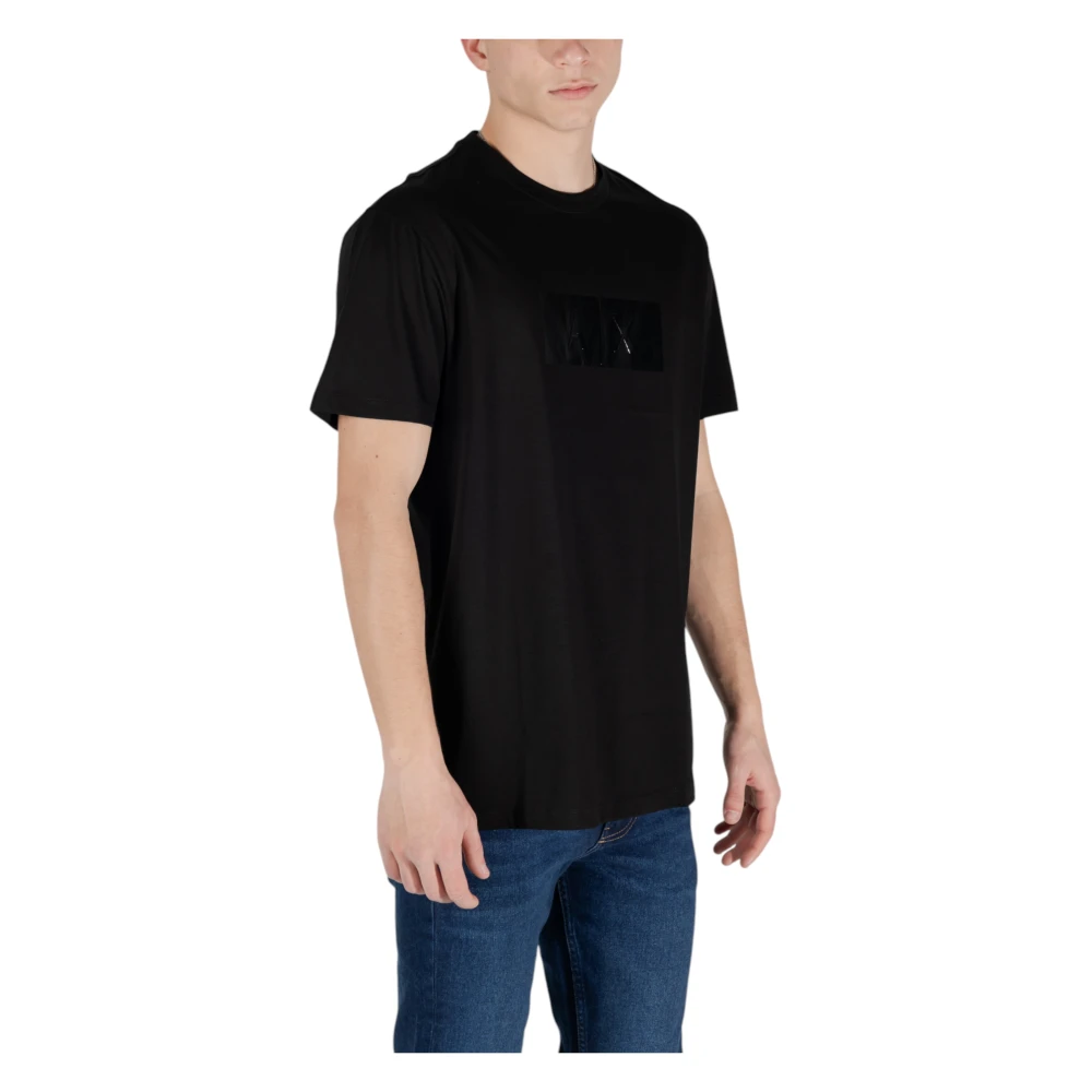 Armani Exchange Korte mouw katoenen T-shirt Black Heren