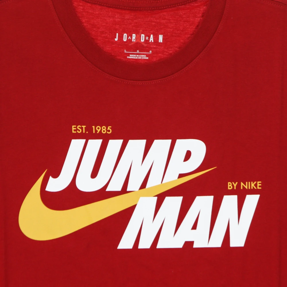 Jordan Grafische Crew Neck T-shirt met Logo's Red Heren