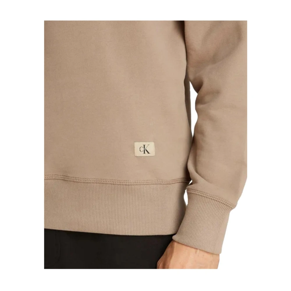 Calvin Klein Minimalistische Crew Neck Sweatshirt Beige Heren