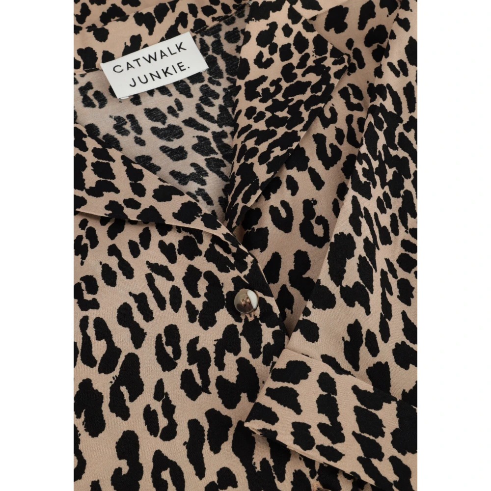Catwalk Junkie Bruine Resort Kraag Shirt Jurk Brown Dames