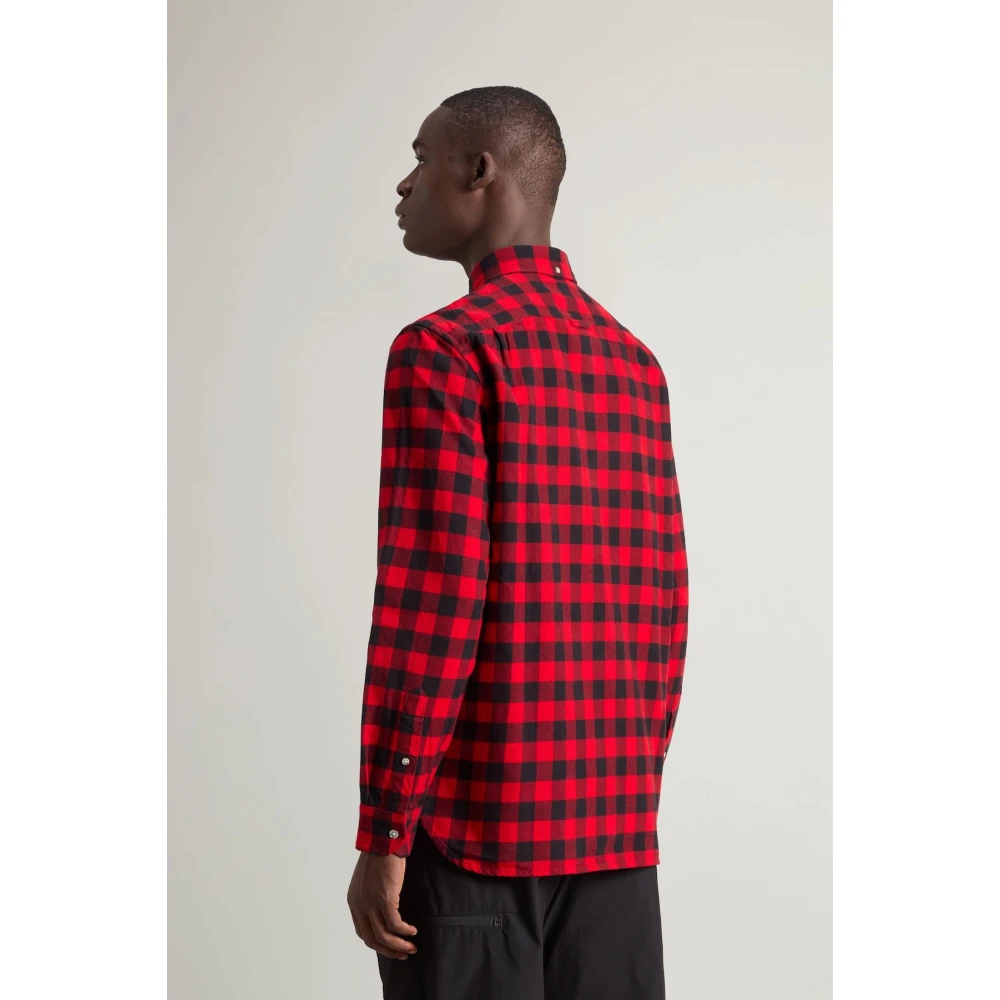 Woolrich Geruite Flanellen Overhemd Klassieke Pasvorm Red Heren