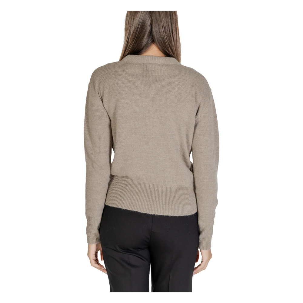 Alviero Martini 1a Classe Beige Gebreide Trui Lange Mouw Ronde Hals Beige Dames