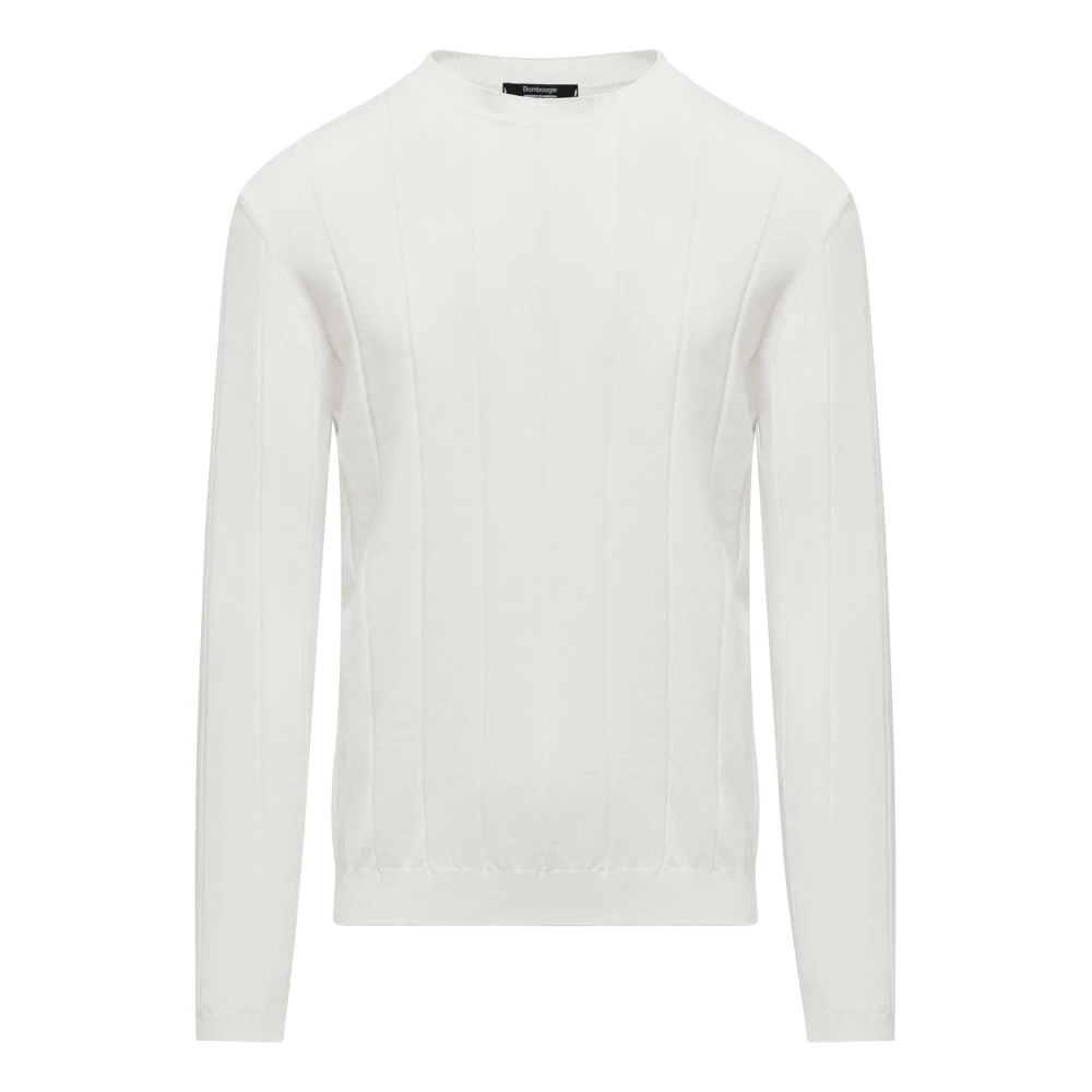 Bomboogie Uomo Bianco - Maglione A Coste In Cotone - Knitwear - 2XL