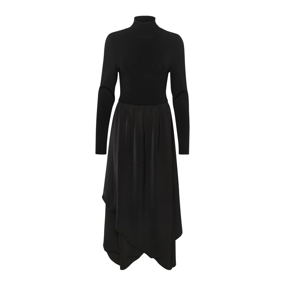 Gestuz Asymmetrische Zwarte Lange Jurk Black Dames