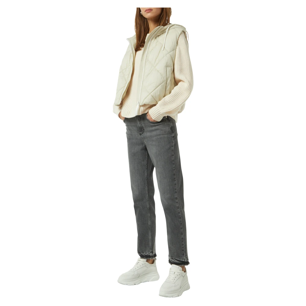 comma Lichtgewicht gewatteerd vest met capuchon Beige Dames
