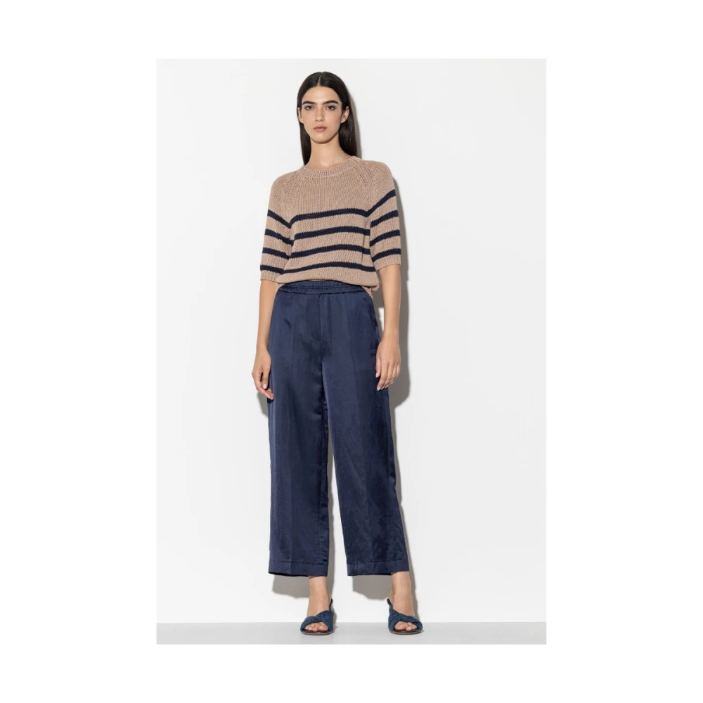 LUISA CERANO Marineblauwe Linnen Broek Blue Dames