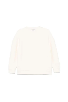 Ivory Ull-Kashmir Stickad Crew Neck Sweatshirt