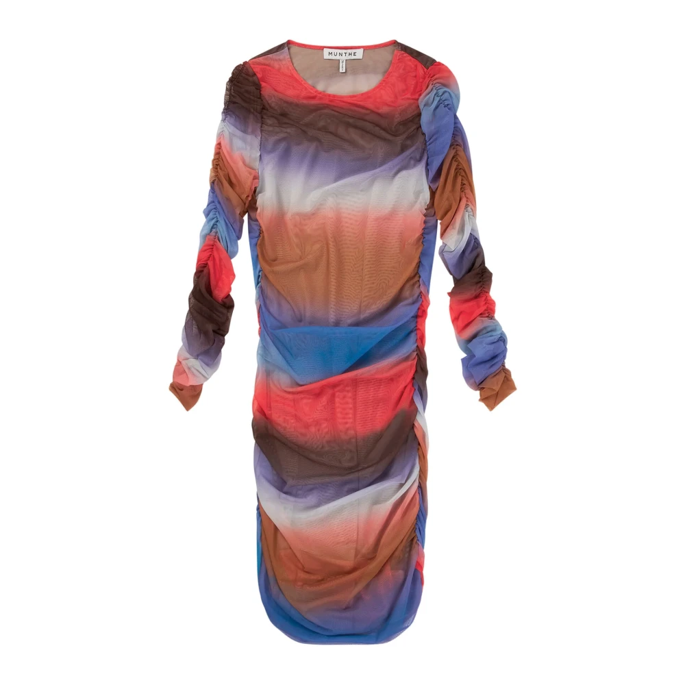 Munthe Rode Mesh Jurk met Gerimpelde Mouwen Multicolor Dames