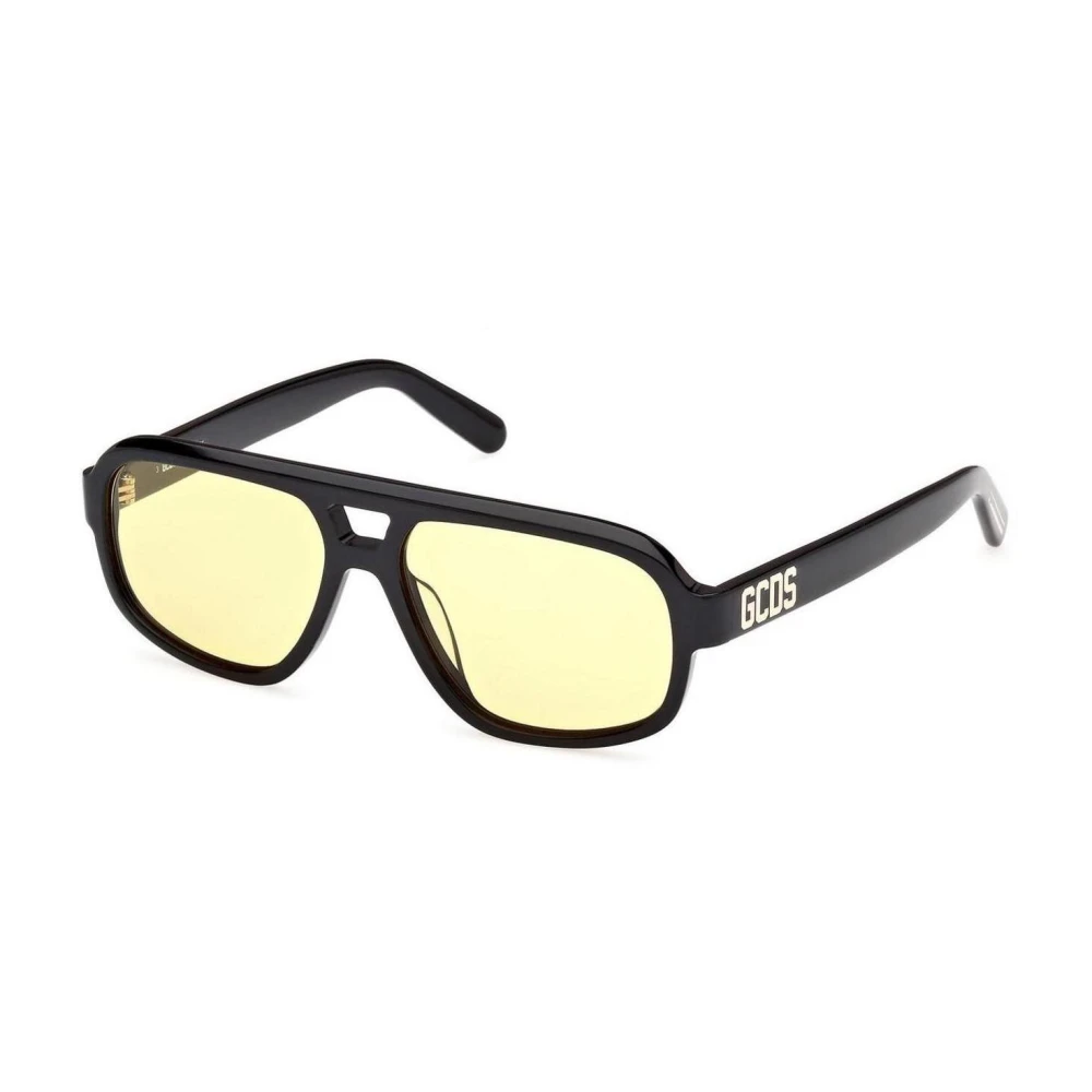 Gcds Men's Black Sunglasses, 54 Mm, Bold Pilot Style Sunglasses